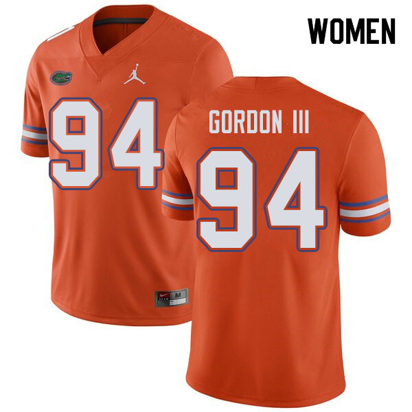 Jordan Brand Women #94 Moses Gordon III Florida Gators College Football Jerseys Sale-Orange